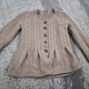 Banana Republic Taupe Cable Knit Cardigan